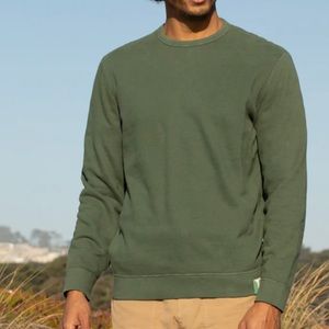 Mollusk Mens Wave Patch Crew in Rover Green size XL